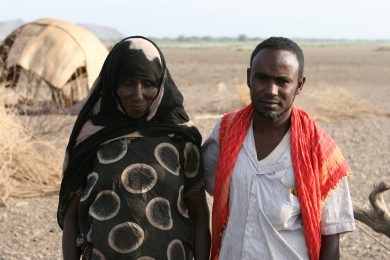 Ahmed Ali Dawud and his mother, widow to the clan leader
